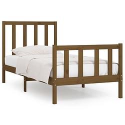 Foto van The living store houten bedframe - honingbruin - 205.5 x 106 x 100 cm - massief grenenhout