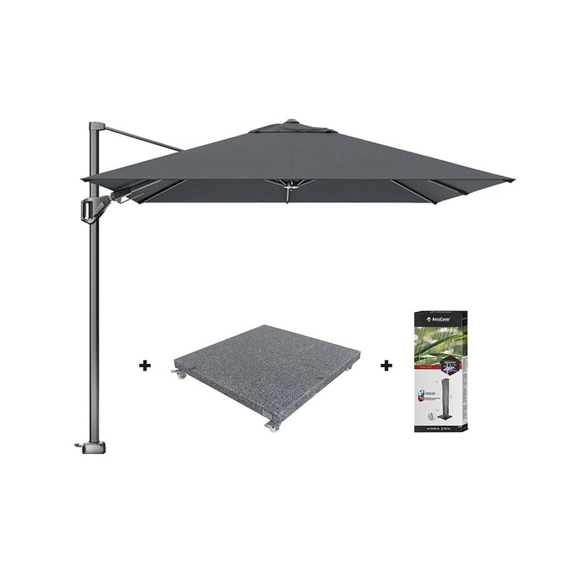 Foto van Platinum voyager zweefparasol t2 2,7x2,7 m. - antraciet + voet en hoes