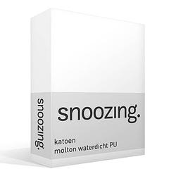 Foto van Snoozing molton - waterdicht pu - hoeslaken - lits-jumeaux - 200 cmx200 cm - wit