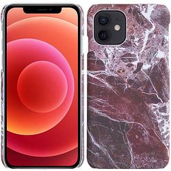 Foto van Basey iphone 11 hoesje marmer case marmeren cover hoes rood marmer hardcover