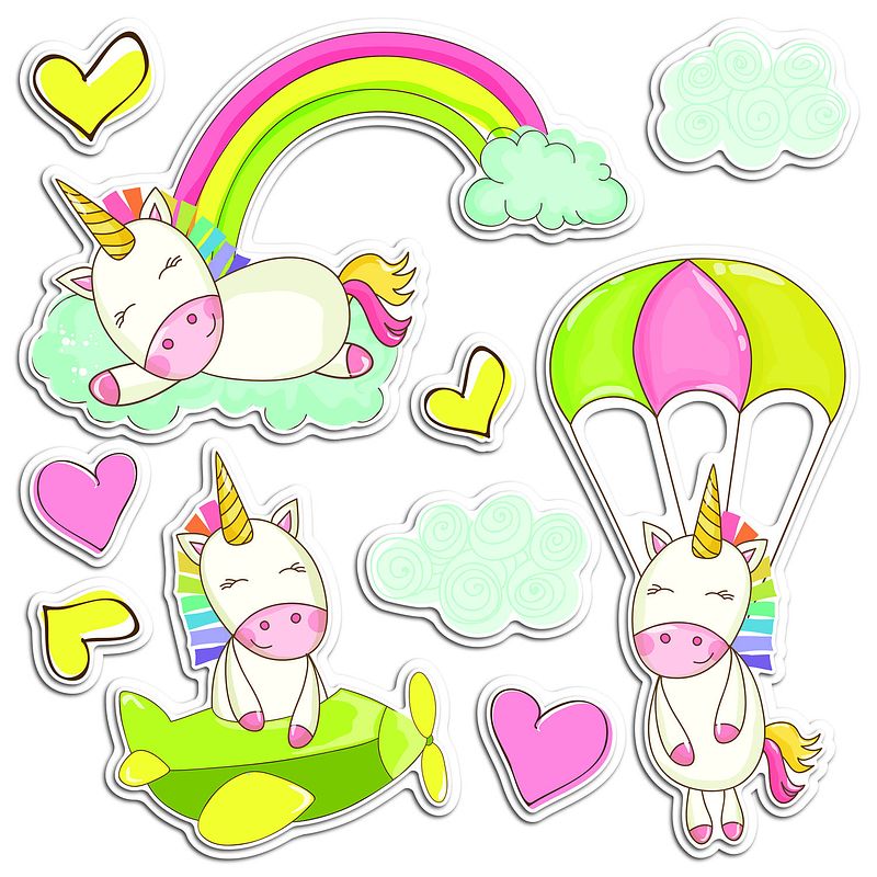 Foto van Crearreda muursticker fantasy unicorn 3d meisjes 10 stuks