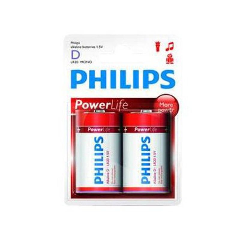 Foto van 2 x d batterij philips