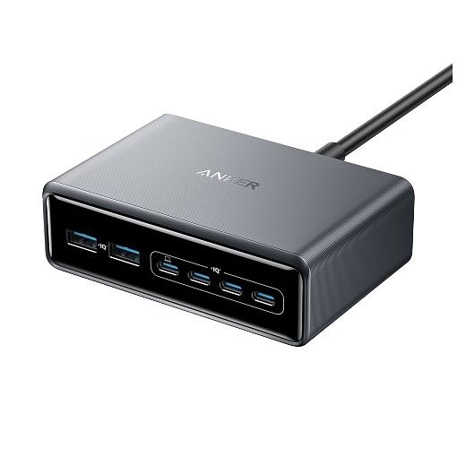 Foto van Anker prime charger (200w, 6 ports, gan) usb hub zwart