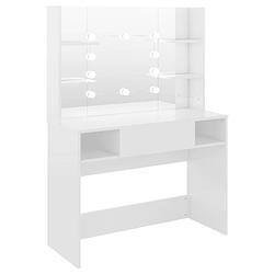 Foto van The living store kaptafel met spiegel - make-uptafel mdf - 100 x 40 x 135 cm - glanzend wit