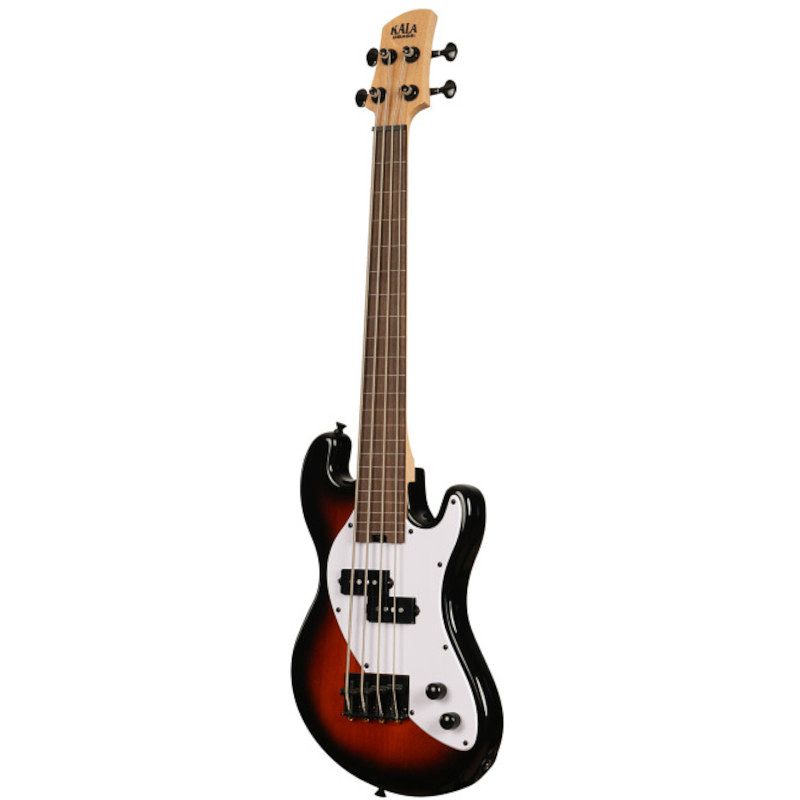 Foto van Kala solid body 4-string fretless u-bass tobacco burst fretloze elektrische basgitaar met gigbag