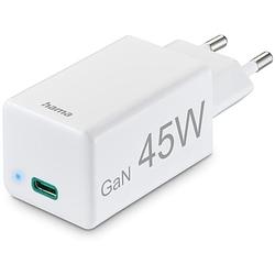 Foto van Hama fast charger usb-c pd/qc/gan super-mini charger 45 w oplader wit