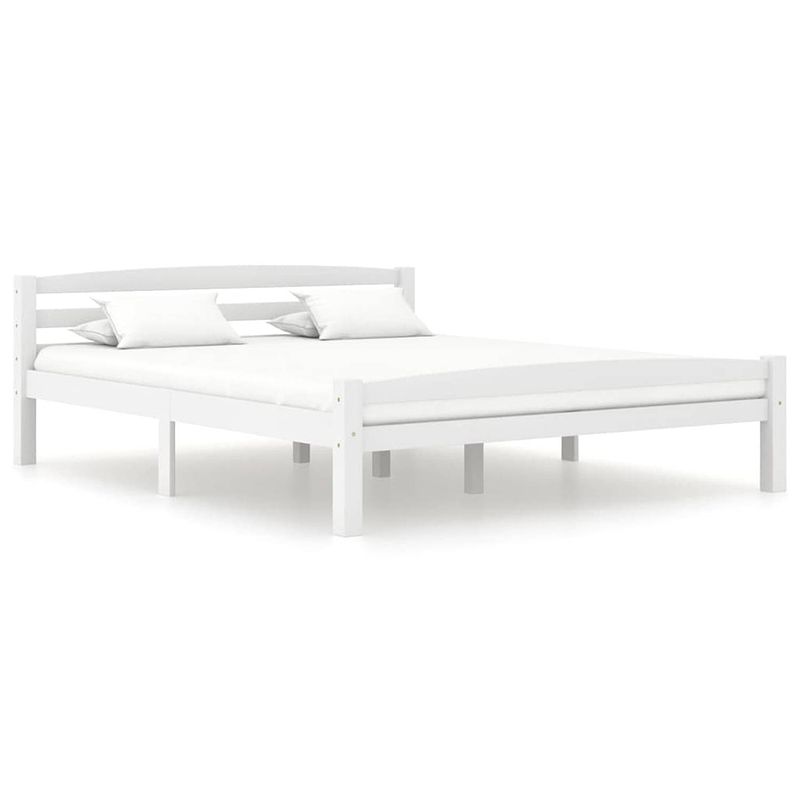 Foto van The living store bedframe - grenenhout - 206 x 166 x 66 cm - wit - montage vereist