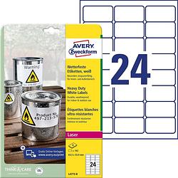 Foto van Avery-zweckform l4773-8 etiketten 63.5 x 33.9 mm polyester folie wit 192 stuk(s) permanent universele etiketten, weerbestendige etiketten laser, kopie