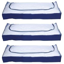 Foto van Msv opbergtas/beschermhoes beddengoed/kleding - 3x - voor onder bed - 109 x 46 x 15 cm - opberghoezen