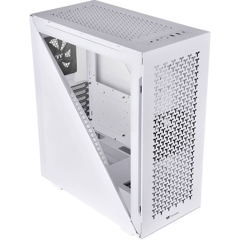 Foto van Thermaltake divider 500 tg air snow midi-tower pc-behuizing wit 2 voorgeïnstalleerde ventilators, zijvenster, stoffilter