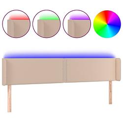 Foto van The living store hoofdbord cappuccino kunstleer - 203 x 16 x 78/88 cm - verstelbaar - led-verlichting - usb-aansluiting