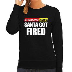 Foto van Foute humor kersttrui breaking news fired kerst sweater zwart voor dames l - kerst truien