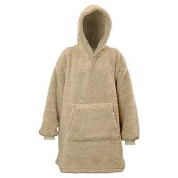Foto van Hoodie - oversized hoodie - teddy stof - deken met mouwen - chateau grijs - one size - super zacht