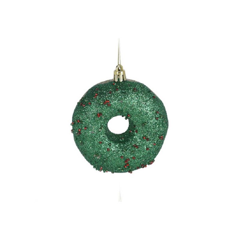 Foto van 1x kerstboomversiering donut ornamenten groen 8,5 cm - kersthangers