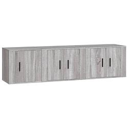 Foto van The living store televisiekastenset - klassiek - tv-meubel - 57x34.5x40cm + 40x34.5x40cm - kleur- grijs sonoma eiken -