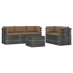 Foto van Vidaxl 6-delige loungeset met kussens pallet massief grenenhout