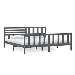 Foto van The living store bedframe grenenhout - grijs - 206 x 205.5 x 100 cm - geschikt voor 200 x 200 cm matras (montage