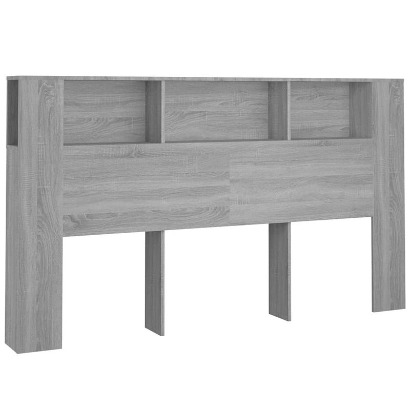 Foto van The living store hoofdbordkast - grijs sonoma eiken - 180 x 18.5 x 104.5 cm - bewerkt hout