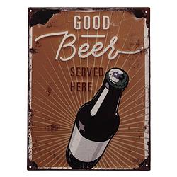 Foto van Clayre & eef tekstbord 25x33 cm bruin ijzer good beer wandbord spreuk wandplaat bruin wandbord spreuk