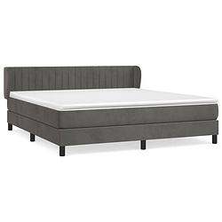 Foto van The living store boxspringbed - donkergrijs fluweel - 203 x 183 x 78/88 cm - met verstelbaar hoofdbord - pocketvering