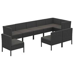 Foto van Vidaxl 9-delige loungeset met kussens poly rattan zwart