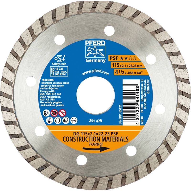 Foto van Pferd 68011222 dg psf diamanten doorslijpschijf diameter 115 mm 1 stuk(s)