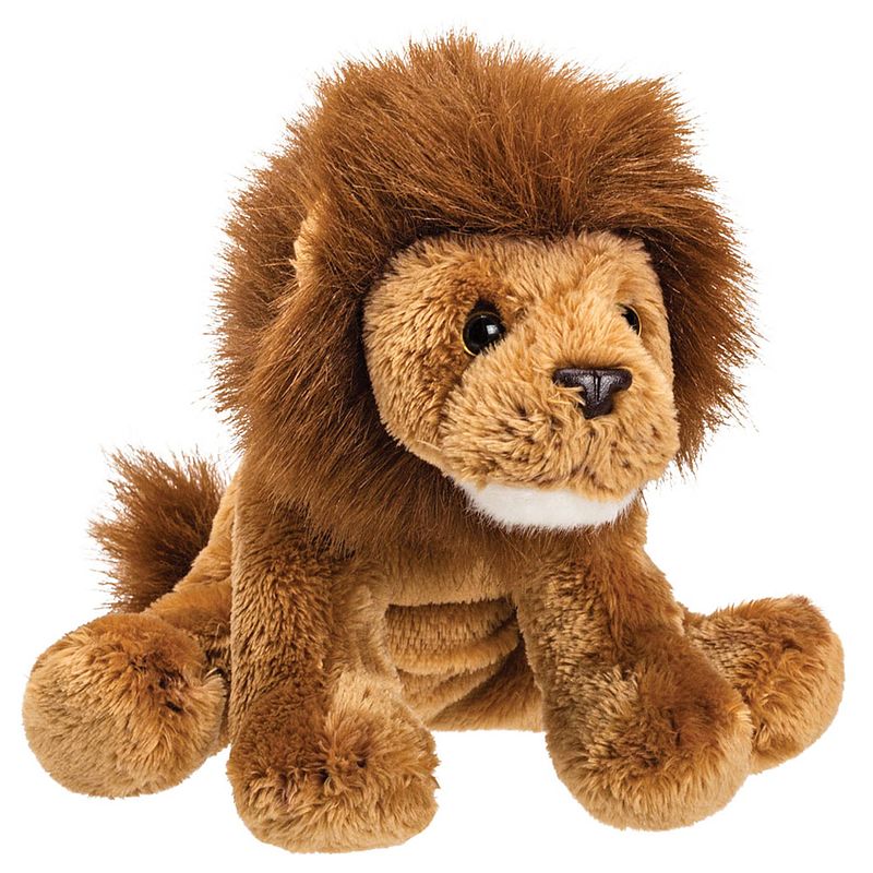 Foto van Suki gifts pluche knuffeldier leeuw - bruin - 13 cm - safari thema - knuffeldier