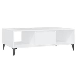 Foto van The living store salontafel industrieel - wit - 103.5 x 60 x 35 cm - opbergschappen en vak - metalen poten