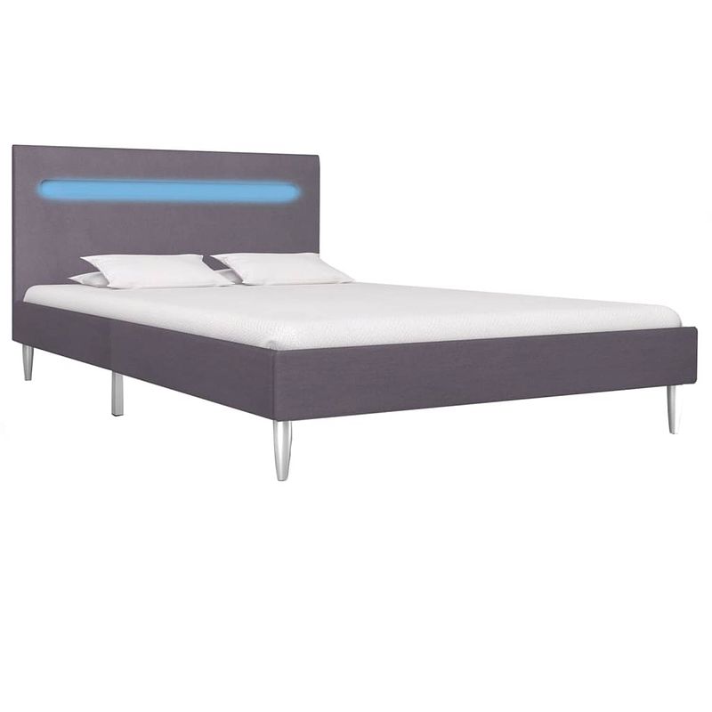 Foto van The living store bedframe led-strip grijs 208 x 125 x 81 cm 120 x 200 cm