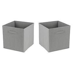 Foto van Urban living opbergmand/kastmand square box - 2x - karton/kunststof - 29 liter - grijs - 31 x 31 x 31 cm - opbergmanden