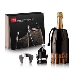 Foto van Vacu vin champagneset - zwart - 3-delig