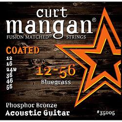Foto van Curt mangan phosphor bronze coated 12-56 bluegrass snarenset voor staalsnarige akoestische gitaar