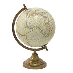 Foto van Clayre & eef wereldbol decoratie 22*22*33 cm beige hout metaal globe aardbol woonaccessoires beige globe aardbol