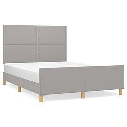 Foto van The living store bedframe vppxx - 203 x 146 x 118/128 cm - lichtgrijs