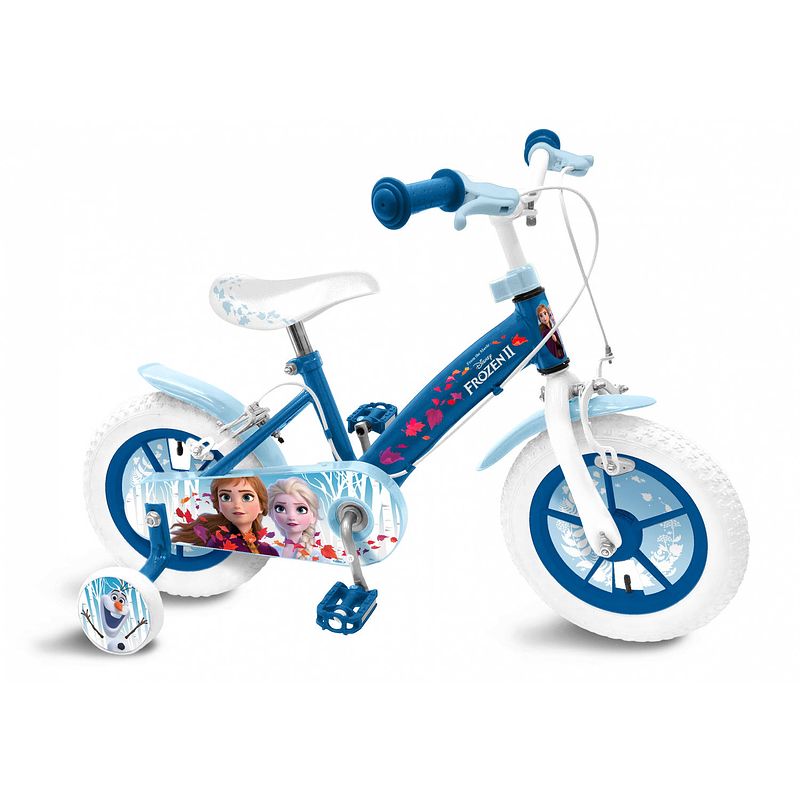 Foto van Disney meisjesfiets frozen 2 12 inch 21,5 cm meisjes knijprem blauw/wit