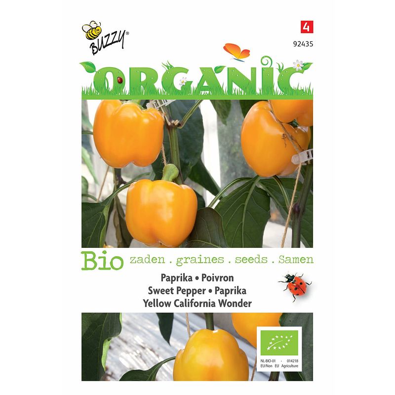 Foto van 5 stuks organic paprika gele california wonder (skal 14725) tuinplus