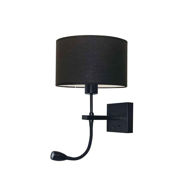 Foto van Lamponline wandlamp quad incl. kap ø 20 cm zwart