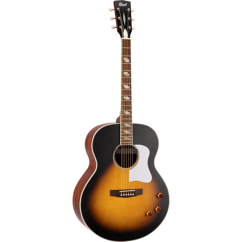 Foto van Cort cj-retro vintage sunburst matte elektrisch-akoestische gitaar