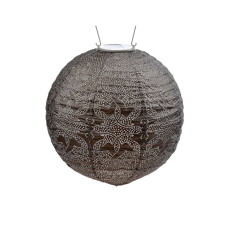 Foto van Lumiz solar lampion marrakesh rond - 30 cm - taupe