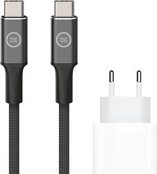 Foto van Apple power delivery oplader 20w + bluebuilt usb c kabel 1,5m nylon wit