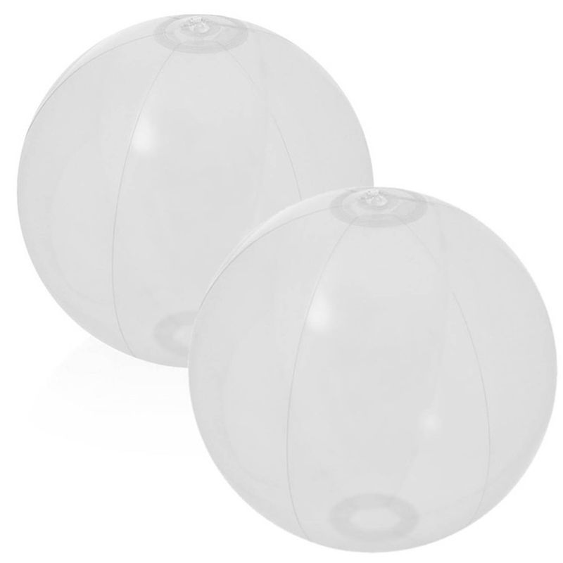 Foto van 2x stuks opblaasbare strandballen beach fun plastic wit 28 cm - strandballen