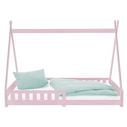 Foto van Kinderbed met uitvalbeveiliging en lattenbodem 90x200 cm roze grenen hout ml-design