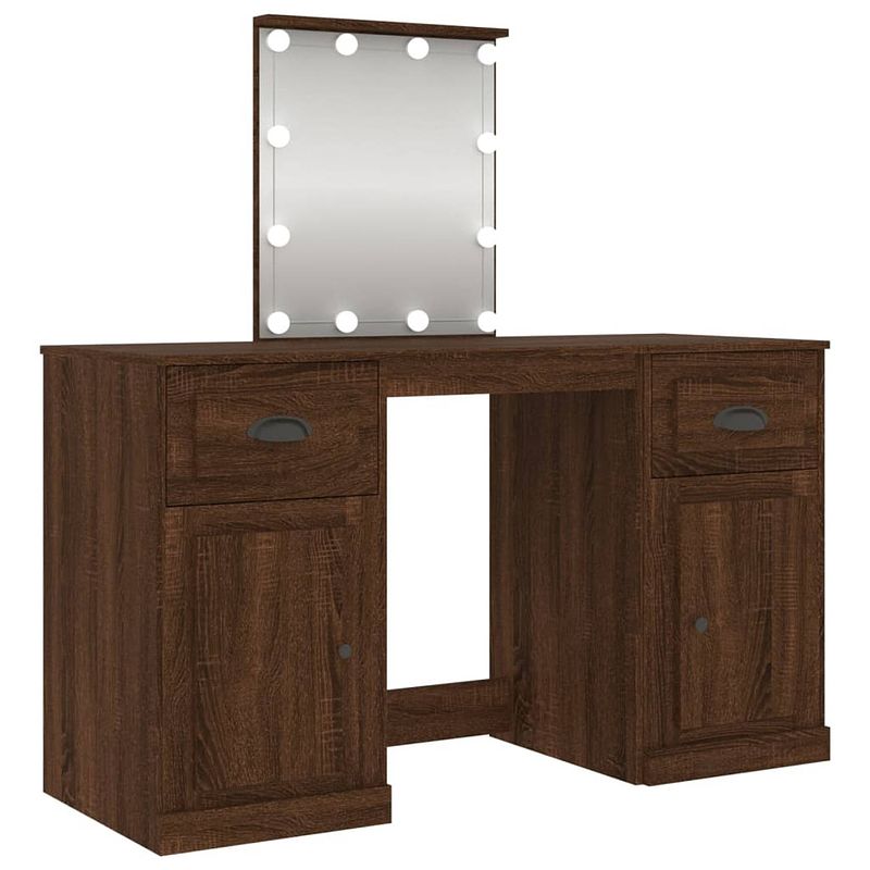 Foto van Vidaxl kaptafel met led-verlichting 130x50x132,5 cm bruin eikenkleur