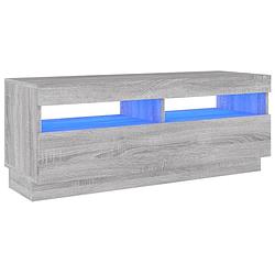 Foto van The living store tv-meubel - led-verlichting - bewerkt hout - grijs sonoma eiken - 100 x 35 x 40 cm