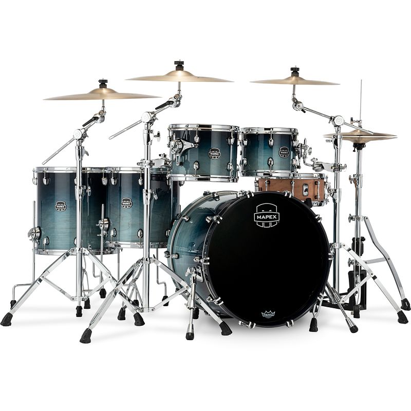 Foto van Mapex saturn sr628xrj teal blue fade 5-delige rock shellset