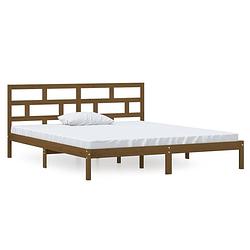 Foto van Vidaxl bedframe massief hout honingbruin 135x190 cm 4ft6 double