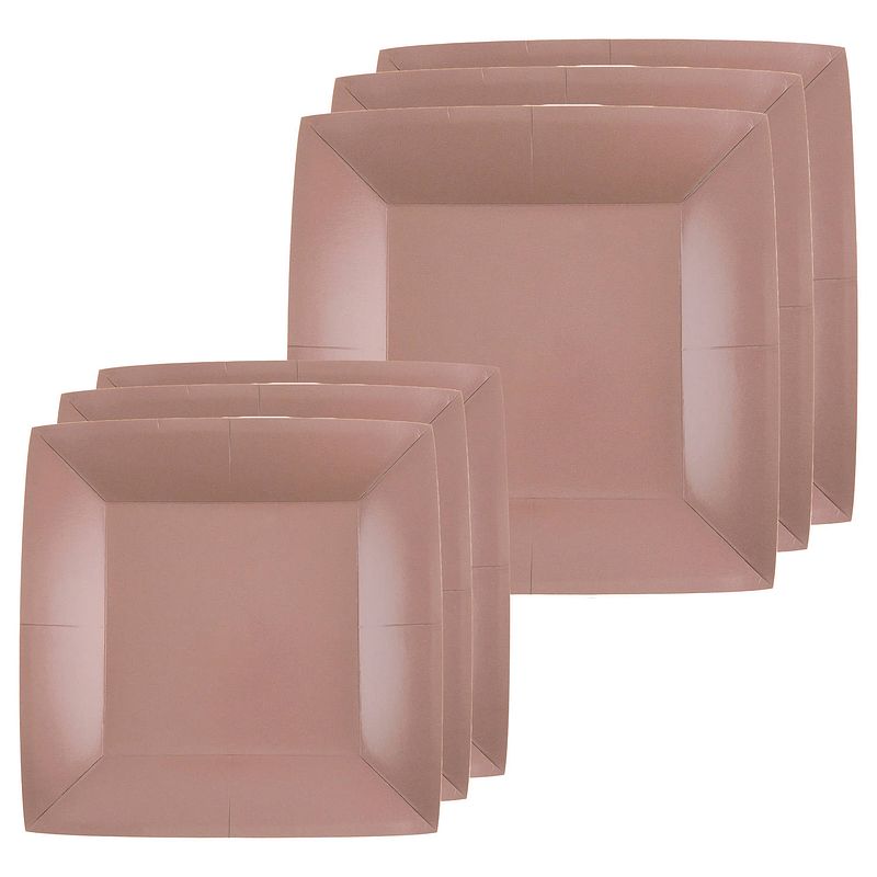 Foto van Feest/verjaardag bordjes set - 40x stuks - rose goud - 18 cm en 23 cm - feestbordjes