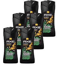 Foto van Axe 3-in-1 douchegel, facewash & shampoo - wild mojito & cedarwood - 6 x 400 ml - voordeelverpakking