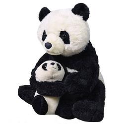 Foto van Wild republic knuffel panda 30 cm junior pluche zwart/wit 2-delig