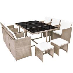 Foto van Vidaxl 11-delige tuinset met kussens poly rattan beige